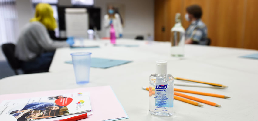 Covid safe meeting room at The Brain Charity in Liverpool