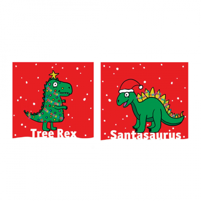Dinosaur Christmas cards designs win pack