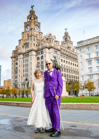 Pam and Andrew on their wedding day