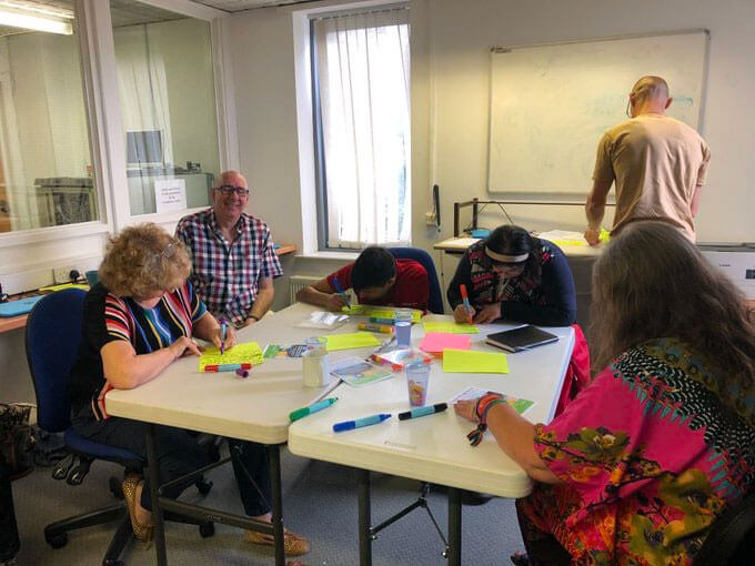 The group planning their conference paper