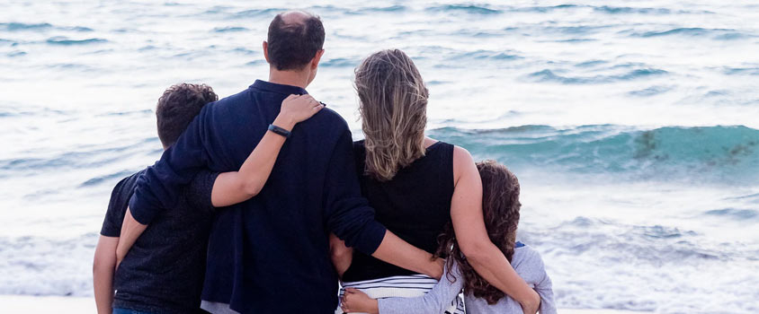 Family looking at the ocean