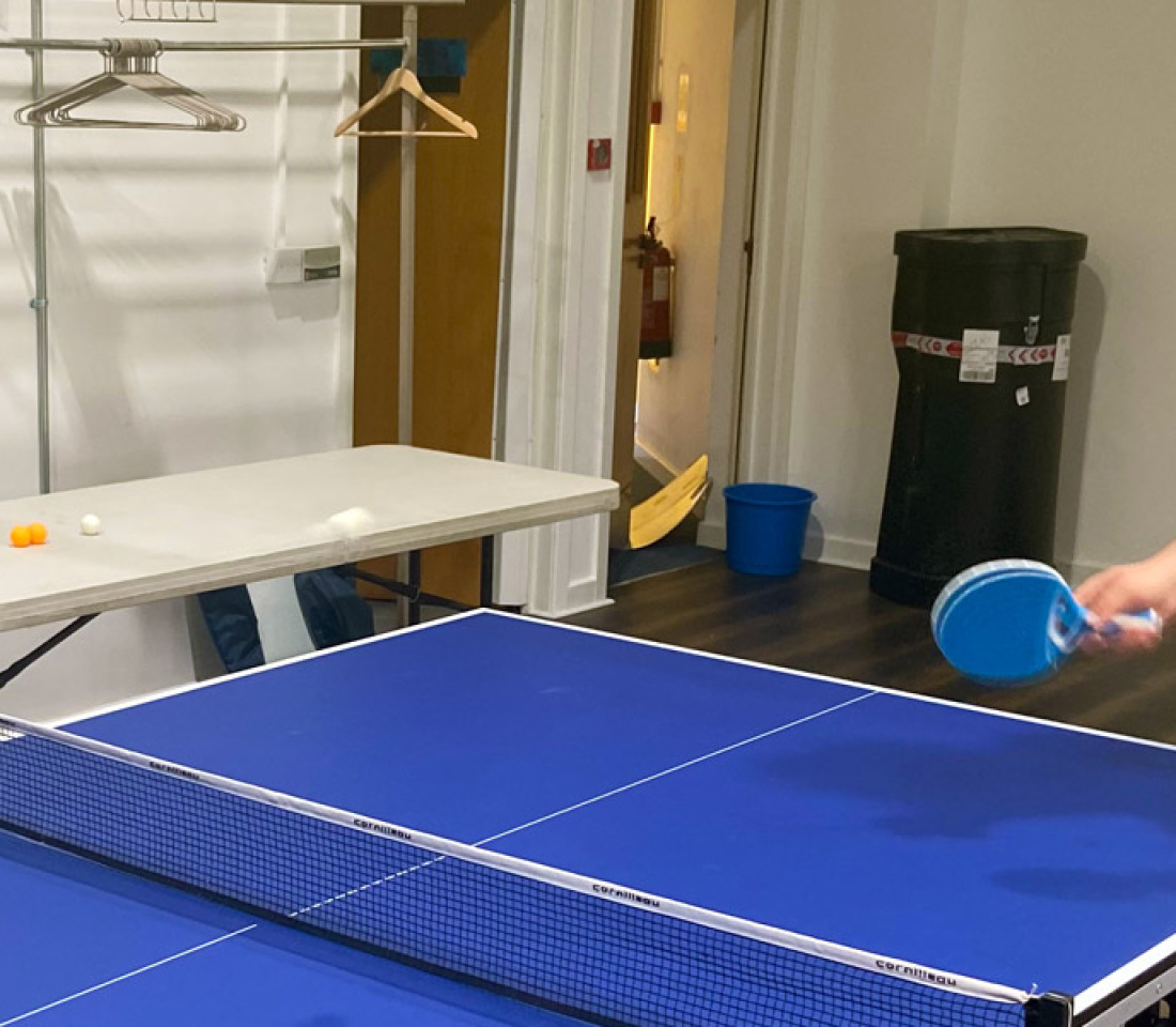 Playing Table Tennis at The Brain Charity's bat and chat sessions