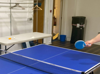 Playing Table Tennis at The Brain Charity's bat and chat sessions