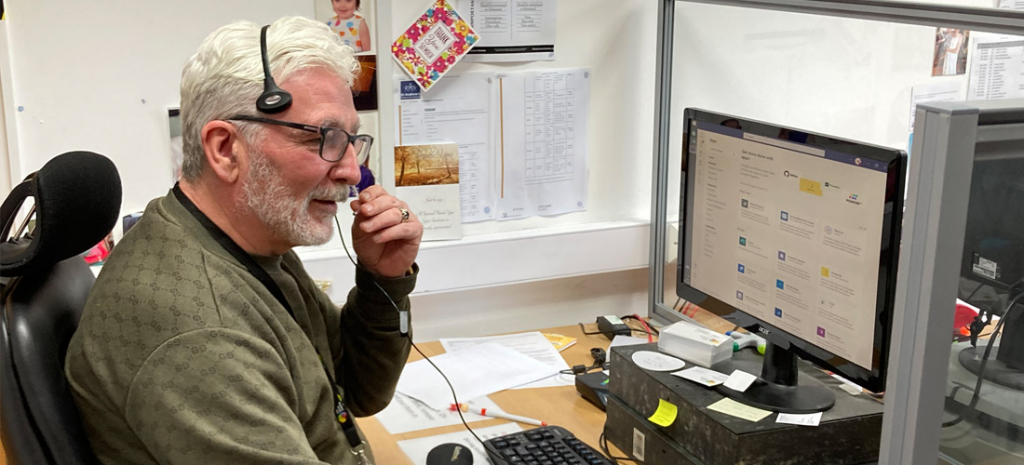 John at work supporting carers at The Brain Charity in Liverpool