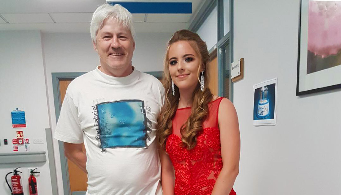 Graham with his daughter Joanne, aged 19, who visited him in hospital before her end of school prom