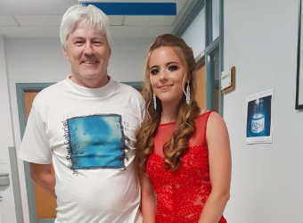 Graham with his daughter Joanne, aged 19, who visited him in hospital before her end of school prom