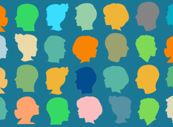 Neurodiversity - rows of head silhouettes in different colours