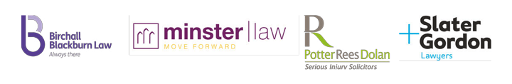 Logos of The Brain Charity's legal partners in a row