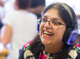 Enjoying music in The Brain Charity cafe