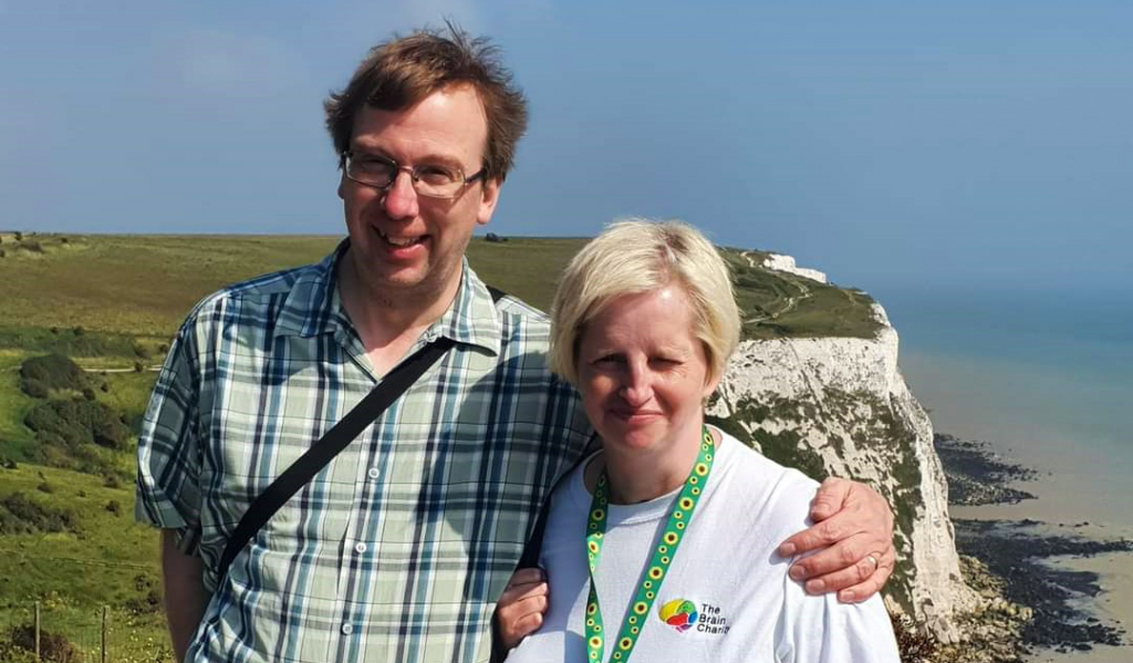 Rachel enjoying a walk in the countryside with her husband