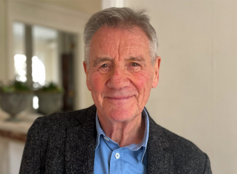 Sir Michael Palin presenting the Brain Charity's BBC Lifeline appeal