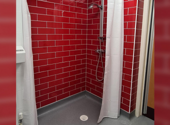 The new shower room at The Brain Charity