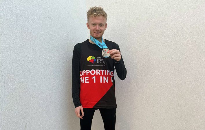 Bradley ran the Brighton half marathon for The Brain Charity