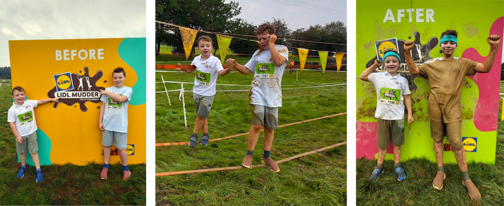 Brothers Noah and Harley enjoying the Lidl Mudder event