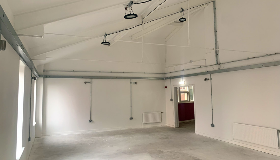 View of work on The Brain Charity's neuro-rehabilitation gym refurbishment