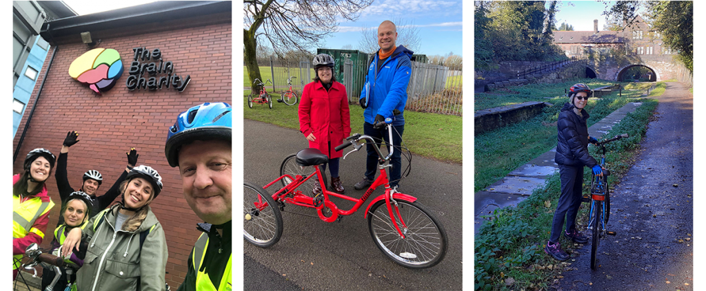 The Brain Charity's staff and clients enjoying the wheels for all accessible cycling scheme