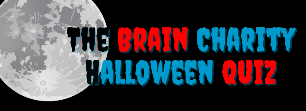 The Brain Charity Halloween Quiz text against dark sky with moon