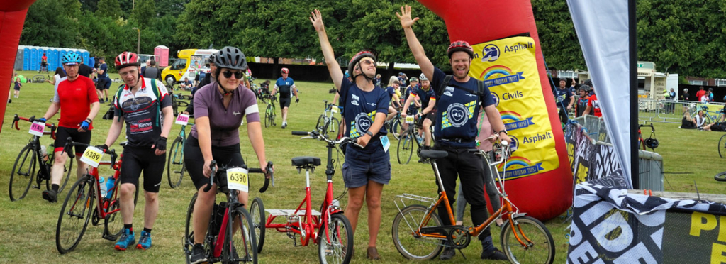 Cyclists taking part in the Liverpool Chester Liverpool bike ride for The Brain Charity