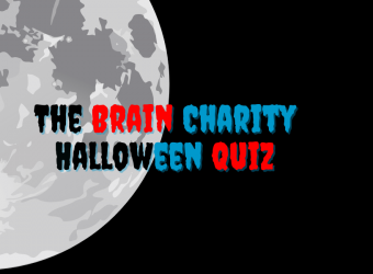 The Brain Charity Halloween Quiz 2022 words against moon in black sky