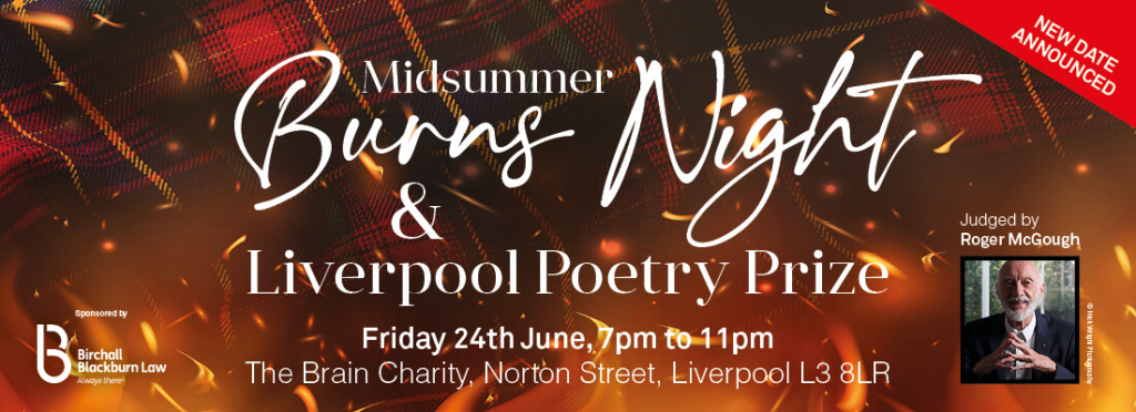 The Brain Charity MidSummer Burns Night on 24th June section header image with Tartan and fire