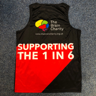 The Brain Charity running shirt back view