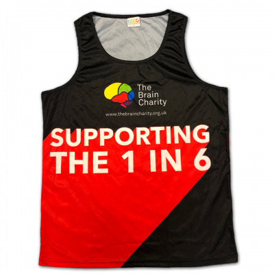 The Brain Charity running shirt front view
