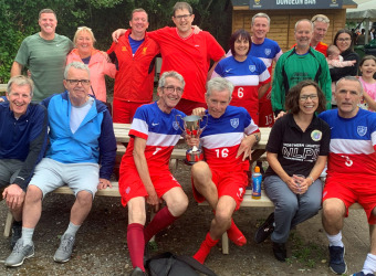 A mixed gender walking football team