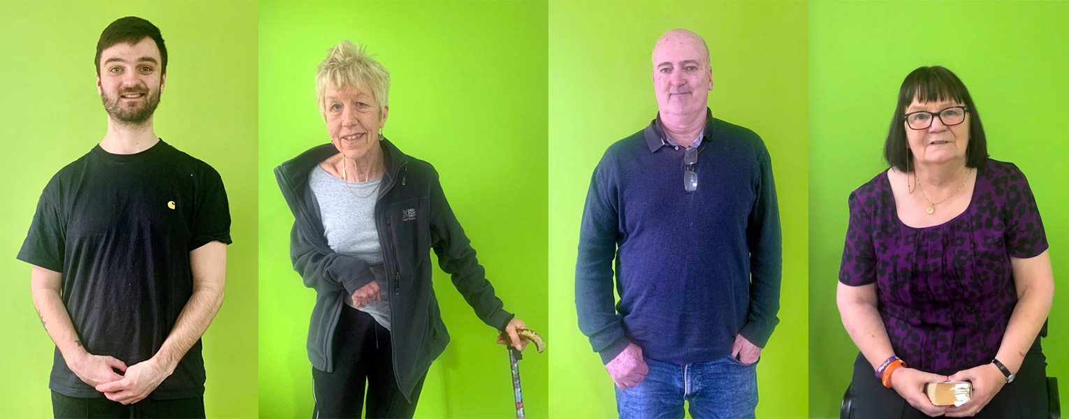 Four people with aphasia who benefitted from the speech and language therapy sessions at The Brain Charity