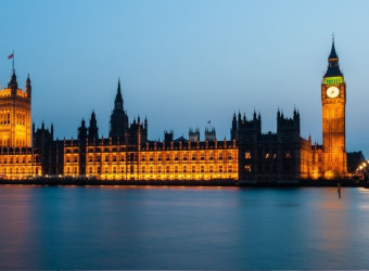 UK Houses of Parliament from across the River Thames