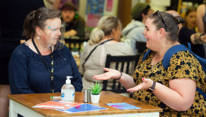 Mandy (on the left) offering support at The Brain Charity