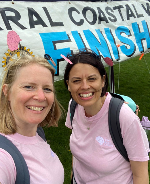 Fundraising friends Claire and Laura at the finish of Wirral Coastal Walk