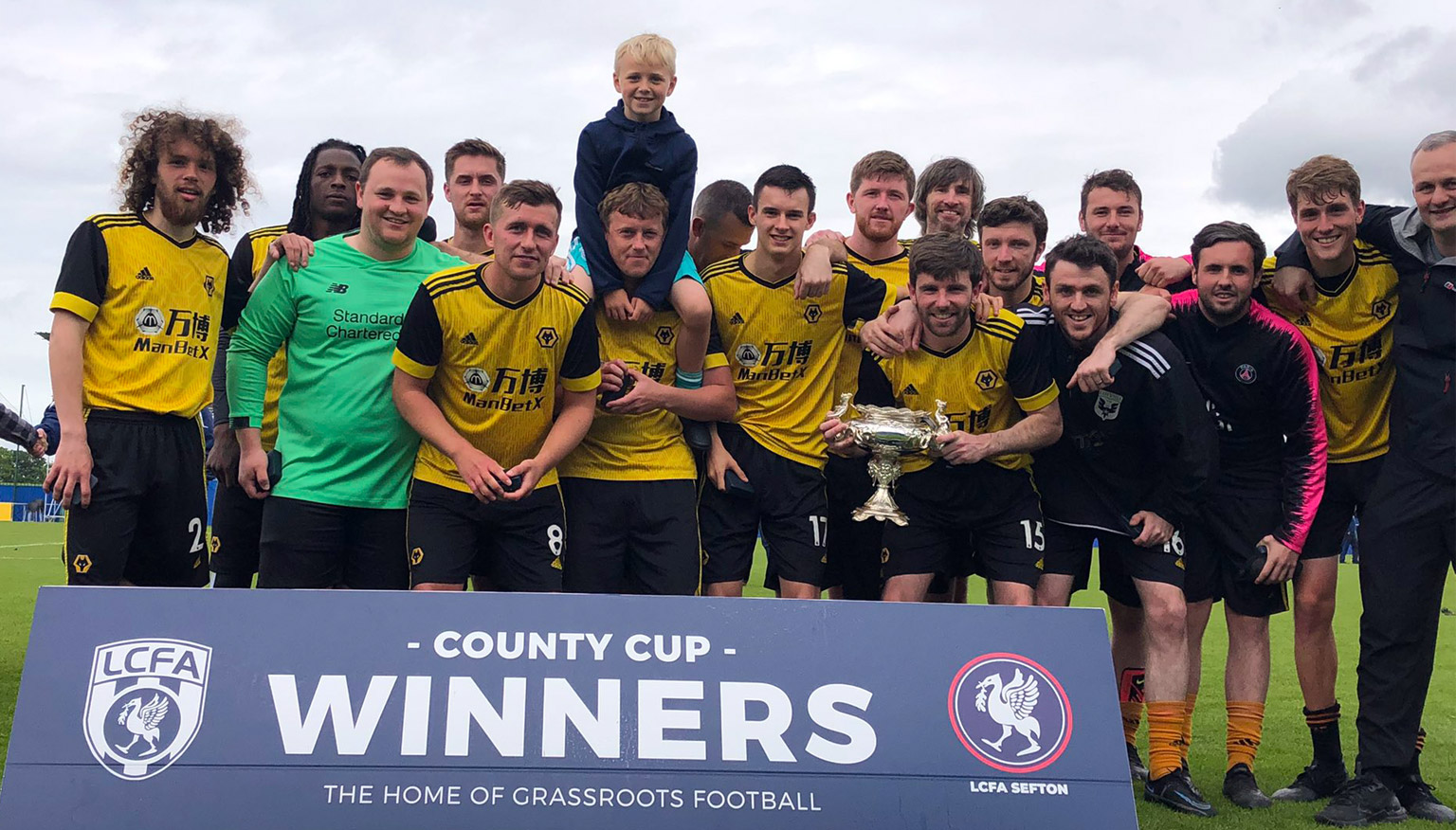 East Villa team. Winners of the Liverpool County FA Saturday Challenge Cup 2022.