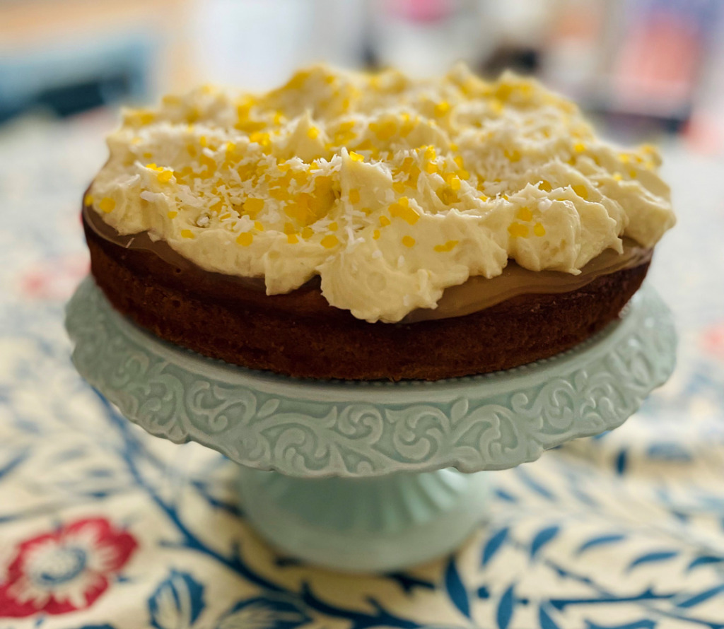 A delicious cake made in one of The Brain Charity's cookery classes