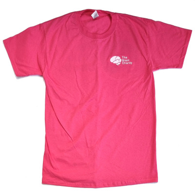 The Brain Charity pink T-shirt front view