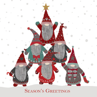Fun gnome charity Christmas card front