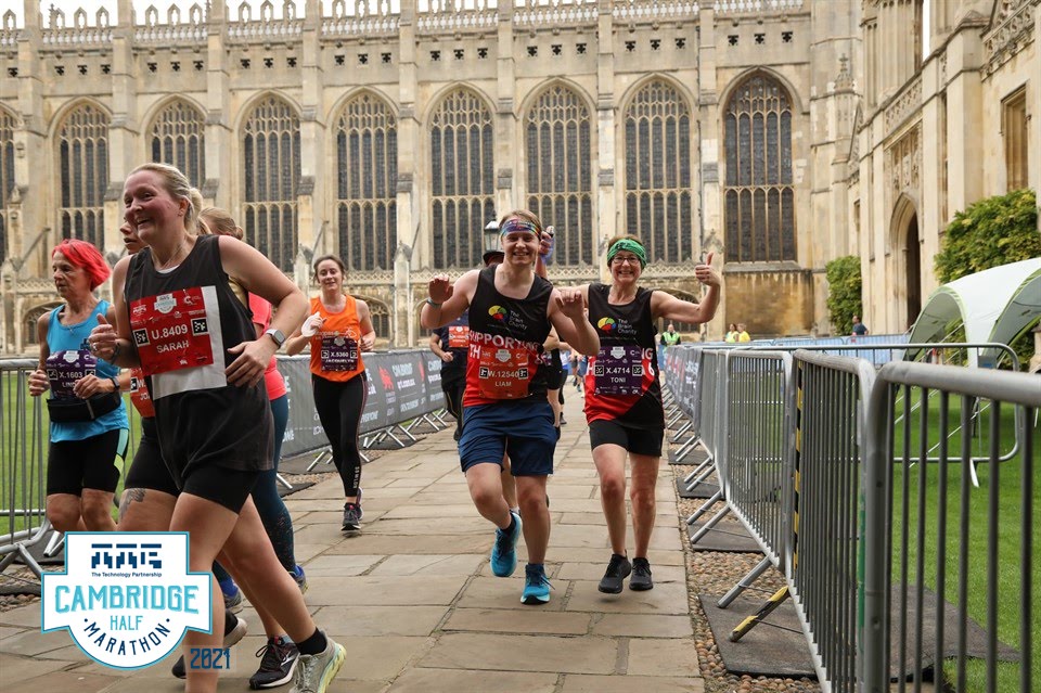 Paul's wife Toni and son Liam completing the Cambridge Half-Marathon for The Brain Charity