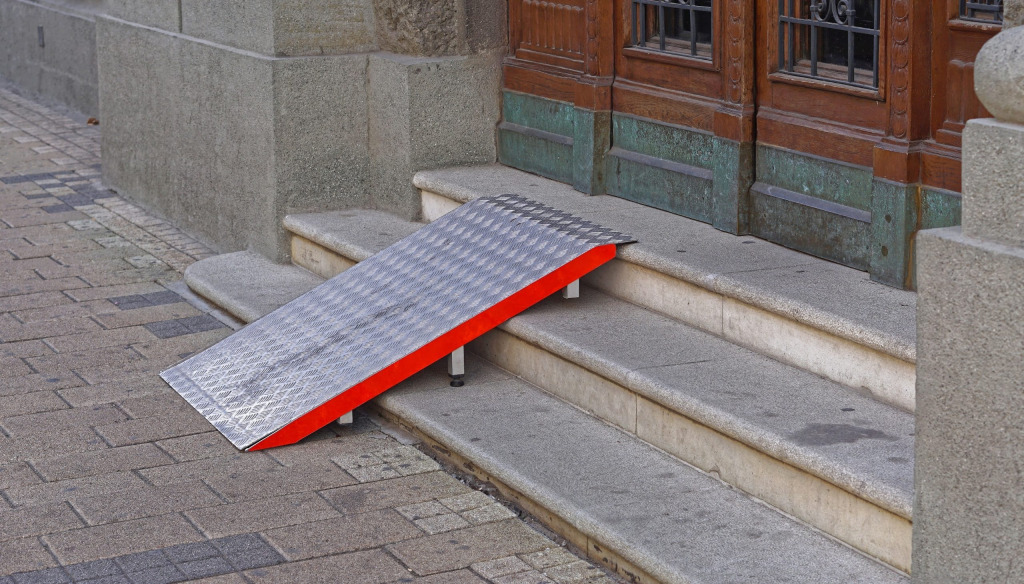 Temporary ramp access to an old building