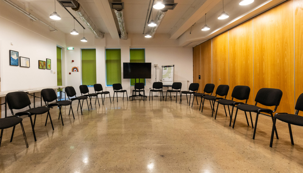 Seminar room at The Brain Charity with chairs in Liverpool chairs in U shaped layout