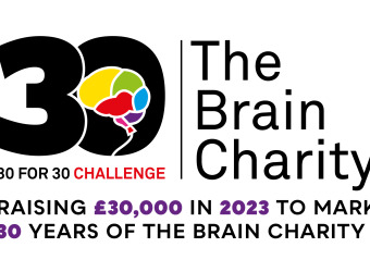 Banner image reads - The Brain Charity 30 for 30 challenge. Raising £30,000 in 2023 to mark 30 years of The Brain Charity.