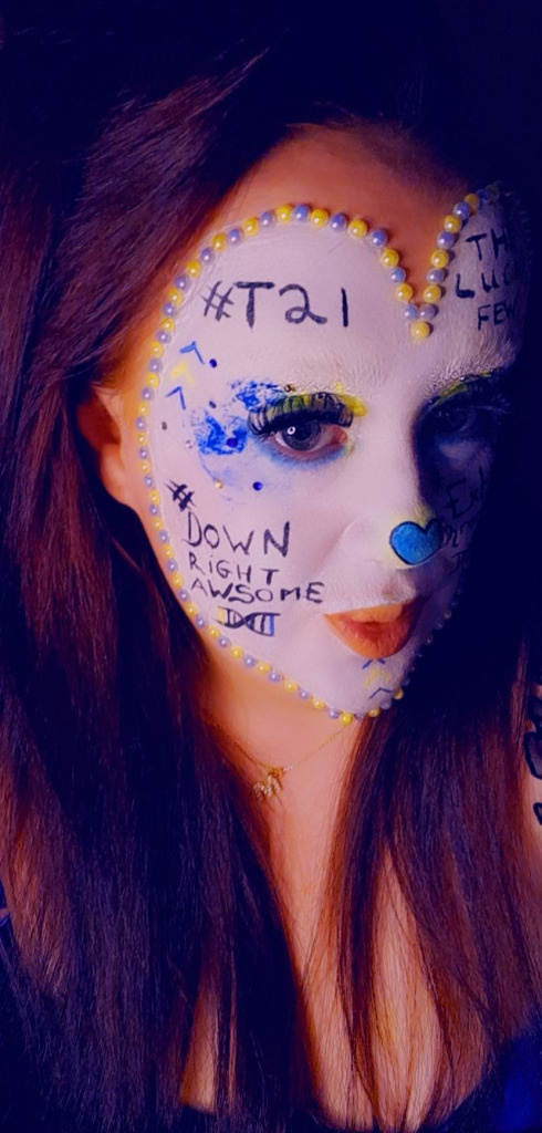 Amanda's makeup design for Down syndrome awareness