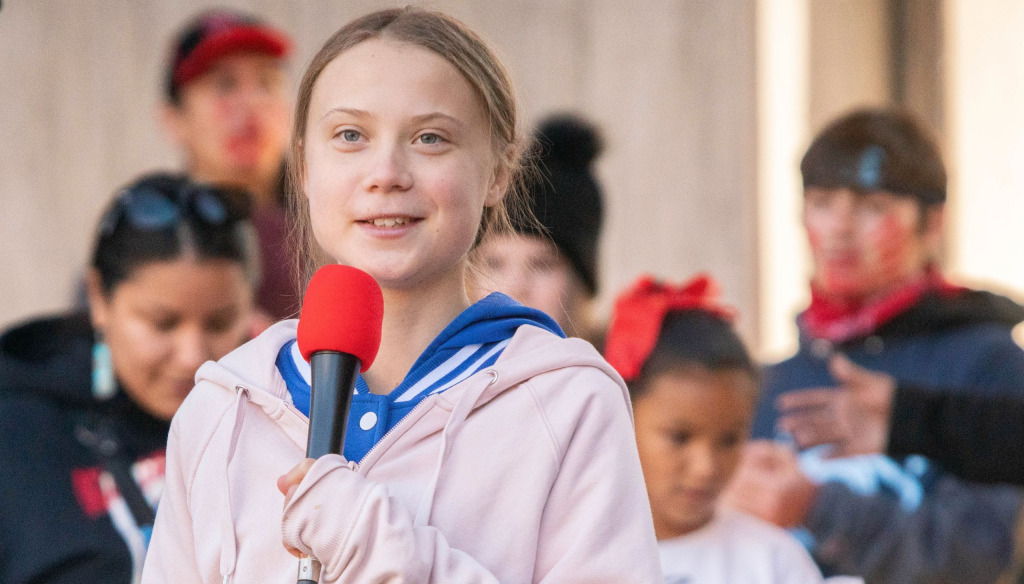 Greta Thunberg at a climate change rally in Denver, Colorado. Creative Commons photo by Anthony Quintano