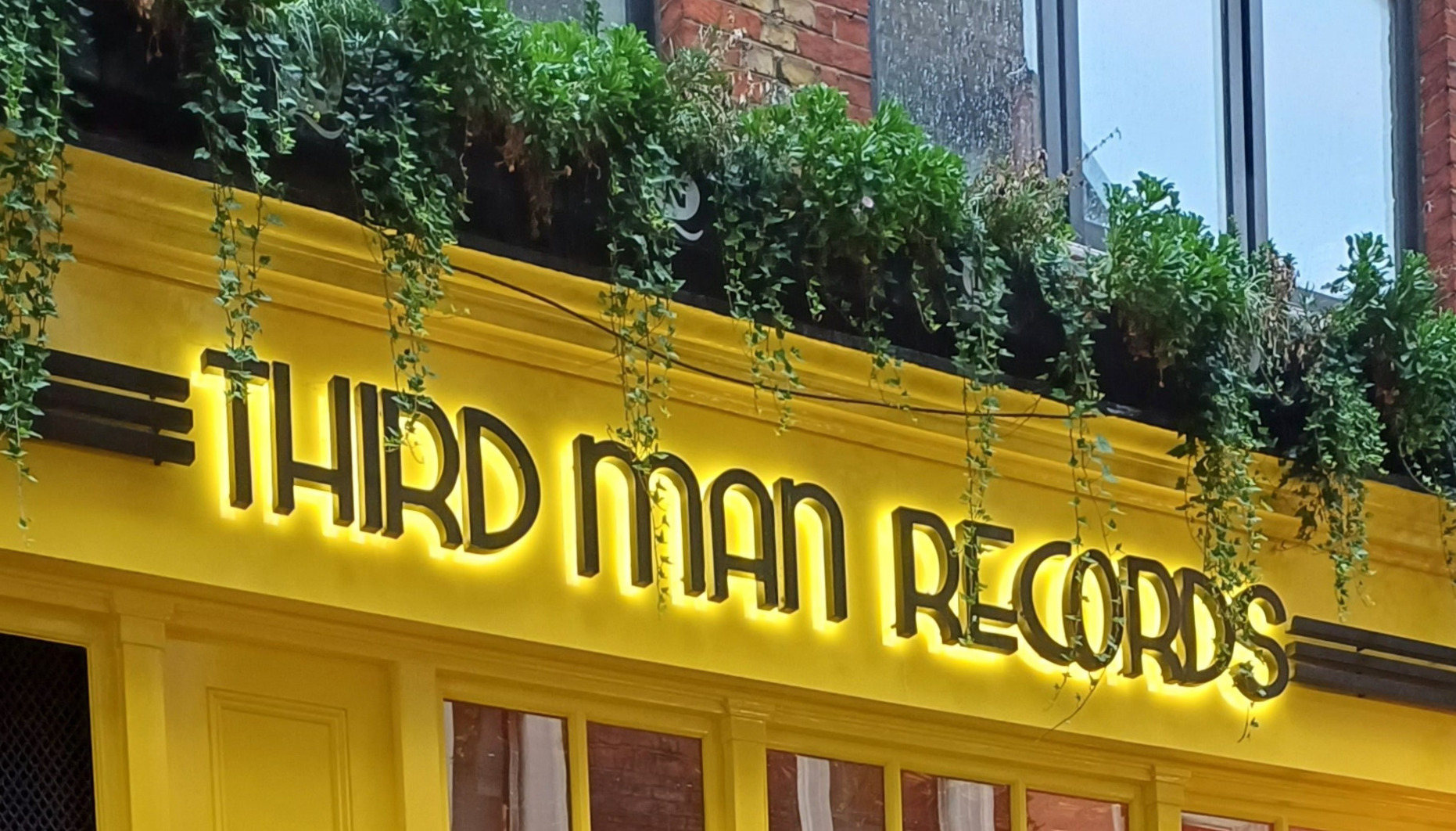 The signage on the front of Third Man Records in London, reading Third Man Records