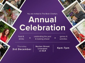 A graphic for the event, featuring instamatic style photos from The Brain Charity