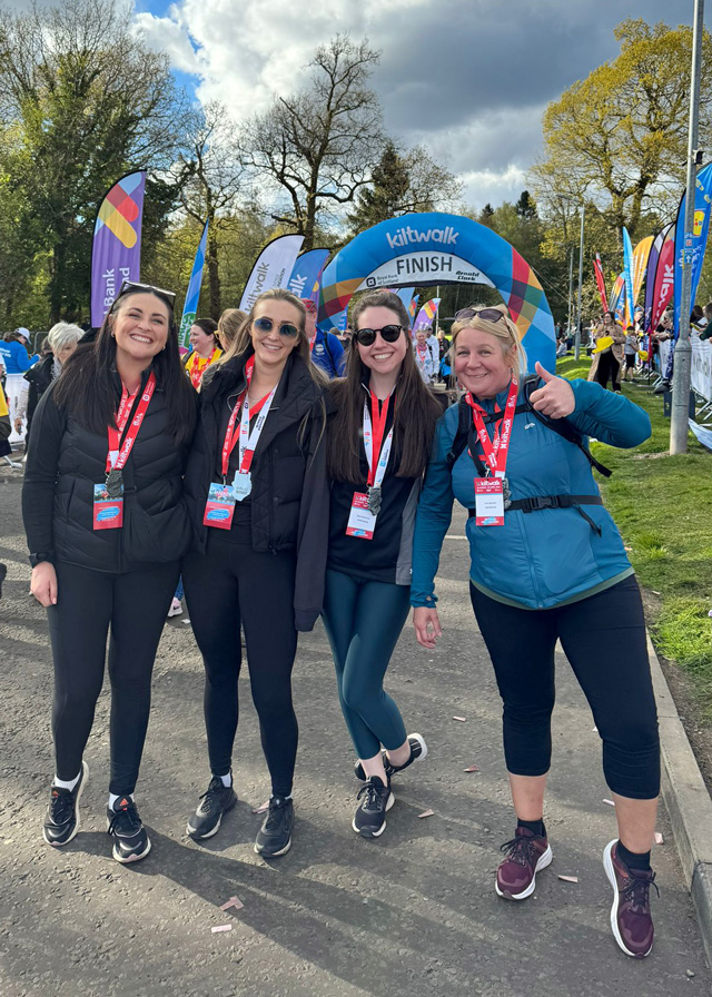 Four friends at the end of  a race
