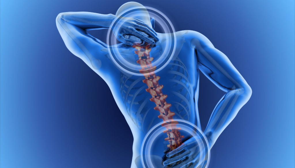 Person experiencing back pain.