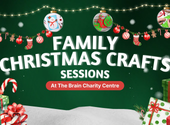 Christmas Crafts Header that reads 'Family Christmas Crafts SESSIONS At The Brain Charity Centre.