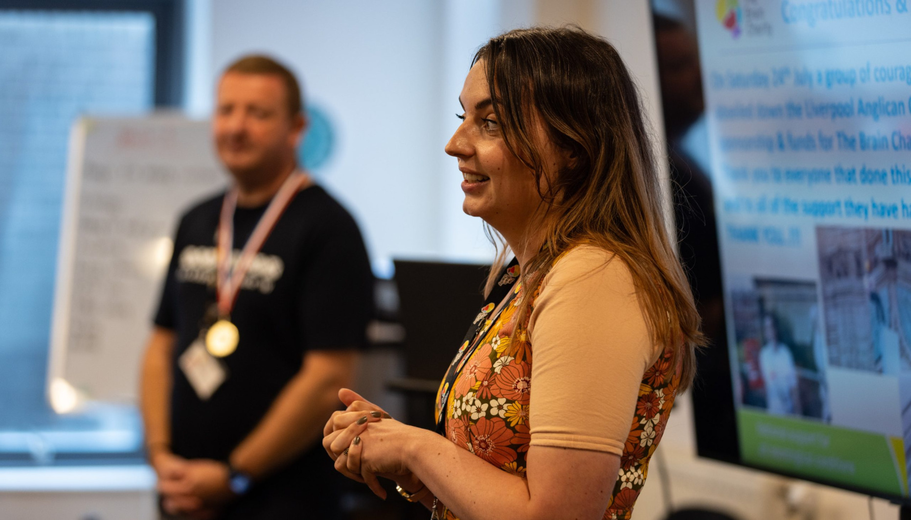 Esme talking at coffee morning