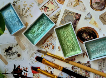 Collage art with paints