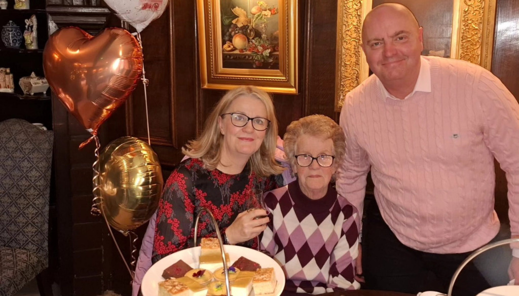 Andy with his mother and sister