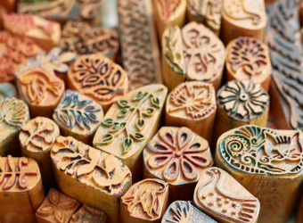 Carved wooden printing blocks